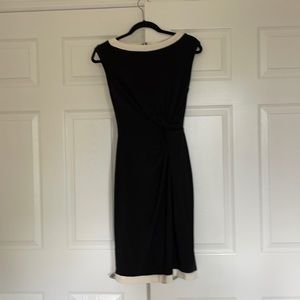 Black and white front side twist dress